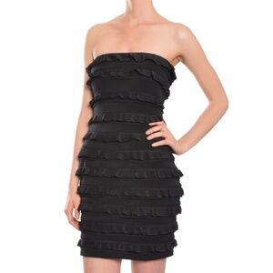 NWT Elizabeth and James Vivienne Tiered Ruffle Strapless Little Black Dress S